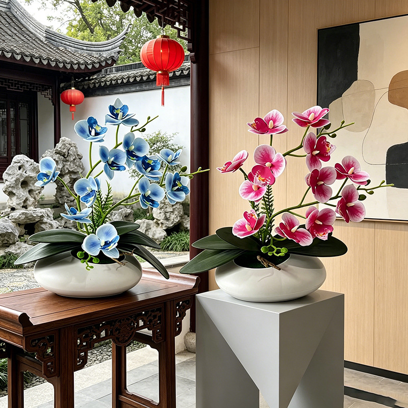 Bonsai Garden Decor - Schmetterlingsorchidee 12-Blüten-Bonsai Kleine Dekoration Wohnzimmer-Deko Künstliche