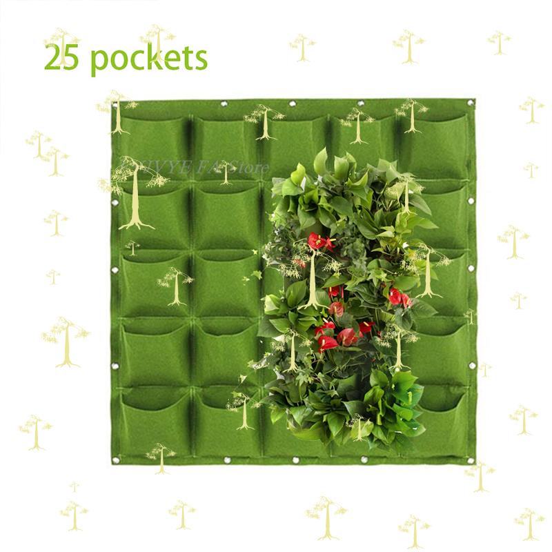 Bonsai Vertical Garden - 25-Taschen-Pflanzbeutel zum Aufhängen an der Wand,