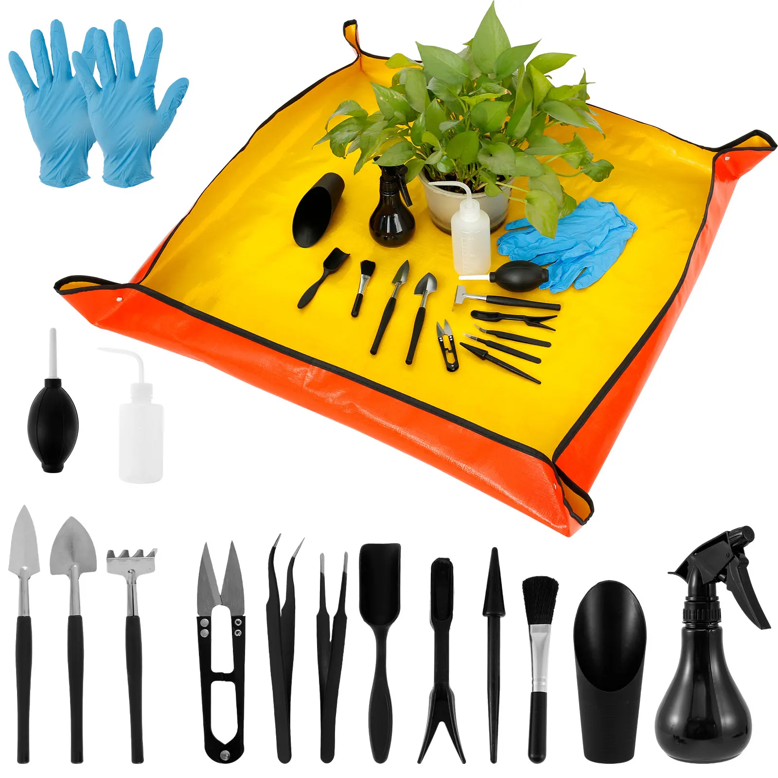 Bonsai Garden Tools - 13/16-teiliges Garten-Werkzeug für Sukkulenten, Mini-Pflanzgefäß-Set mit