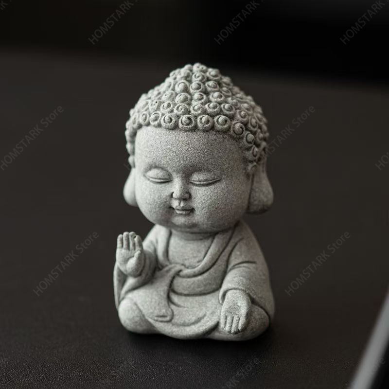 Bonsai Garden Layout - Mini-Buddha-Figur aus grünem Sandstein, Dekorationsstück für