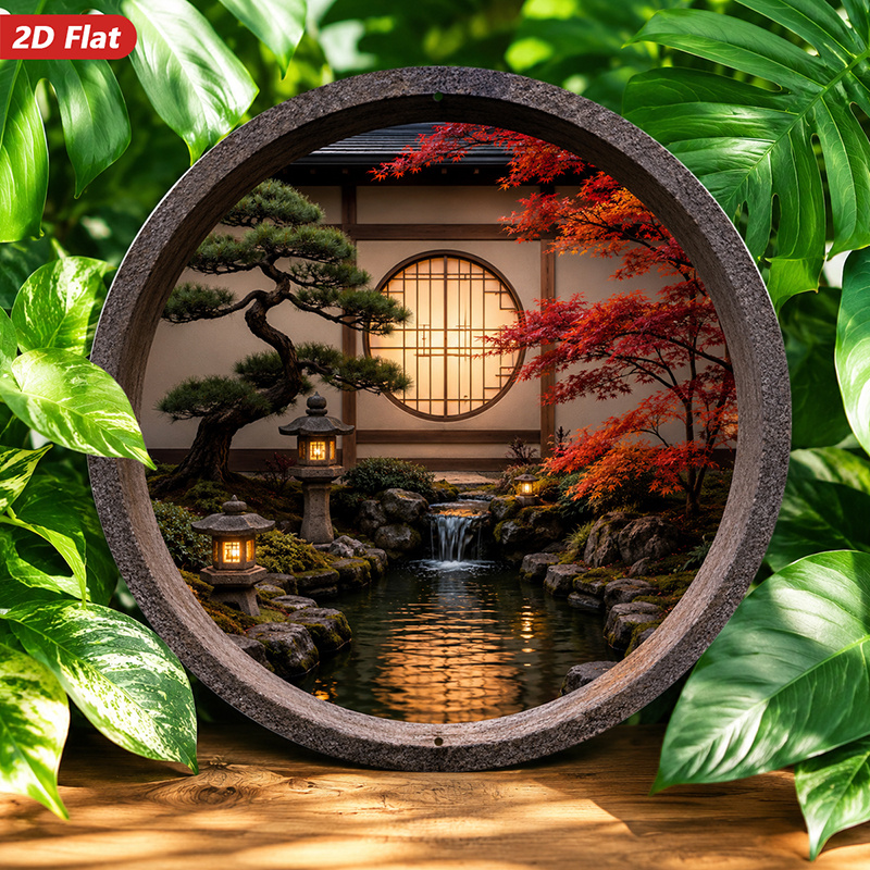 2D-Flach, 1 Stück rundes Metal – Bonsai Garden Wall Bewertung und Preis